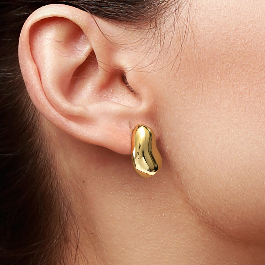925 Sterling Silver With 14k Gold Plated Irregular Shape Stud Earrings, Geometrical studs,  Abstract Studs, Prefect Gift For Any occasion