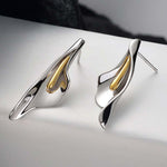 Load image into Gallery viewer, 925 Sterling Silver With 14k Gold Plated Long Flower Stud Earrings, Statement Earrings, Trendy Earrings, Party Earrings, Perfect For Gift
