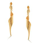 Load image into Gallery viewer, 925 Sterling Silver With 14k Gold Plated Long Twisted Swirl Dangle Earrings, Silver Statement Dangle Earrings, Large Dangle Earrings

