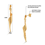 Load image into Gallery viewer, 925 Sterling Silver With 14k Gold Plated Long Twisted Swirl Dangle Earrings, Silver Statement Dangle Earrings, Large Dangle Earrings
