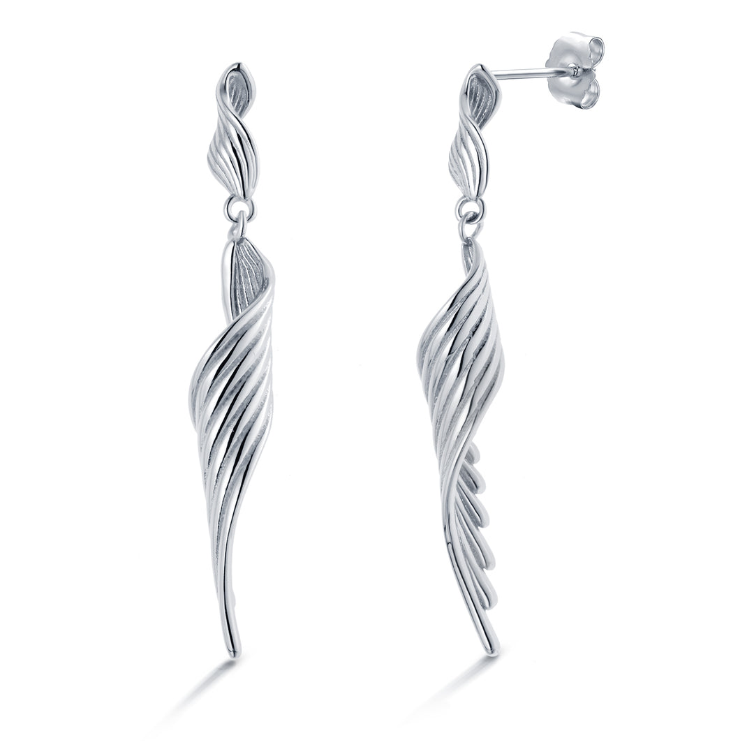 925 Sterling Silver With 14k Gold Plated Long Twisted Swirl Dangle Earrings, Silver Statement Dangle Earrings, Large Dangle Earrings