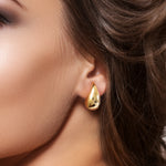 Load image into Gallery viewer, 925 Sterling Silver With 14k Gold Plated Drop Stud Earrings, Water drop Studs, Hollow Studs, Chunky Puffy Stud Earrings, Perfect For Gift
