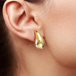 Load image into Gallery viewer, 925 Sterling Silver With 14k Gold Plated Drop Stud Earrings, Water drop Studs, Hollow Studs, Chunky Puffy Stud Earrings, Perfect For Gift
