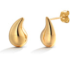 Load image into Gallery viewer, 925 Sterling Silver With 14k Gold Plated Drop Stud Earrings, Water drop Studs, Hollow Studs, Chunky Puffy Stud Earrings, Perfect For Gift
