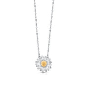925 Sterling Silver Daisy Necklace-16'+2' Chain, Daisy Cubic Zirconia Necklace, Daisy Flower Necklace, Daisy Flower Charm Necklace