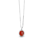 Load image into Gallery viewer, 925 Sterling Silver Simulated Agate CZ Halo Pendant, Red Simulated Agate Halo Necklace, Halo Pendant, Halo Design Agate Pendant, Pendant For Gift
