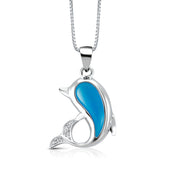 925 Sterling Silver Opal Dolphin  Pendant, Created Opal Dolphin Pendant, Silver Opal Dolphin Pendant, Cz Opal Dolphin Pendant, Opal Jewelry, Sea life Jewelry, Cz Pendant