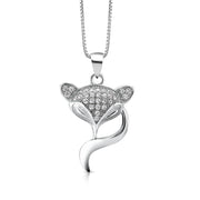 925 Sterling Silver Pave Setting Fox Pendant, Fox Pendant, Animal Jewelry, Perfect For Gift, Cz Pendant Charm, Fox Charm, Fox Head Pendant