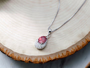 925 Sterling Silver Drop Red Cz Pendant- 18'' Chain, Red Cubic Zirconia Pendant, Drop CZ Pendant,  CZ Jewelry, Pave Jewelry, Perfect For Any Occasion