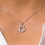 Load image into Gallery viewer, 925 Sterling Silver Heart And Circle CZ Pendant-18&#39; chain, Heart Charm Pendant, Heart Jewelry, Love Pendant, Cz Pendant
