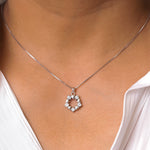 Load image into Gallery viewer, 925 Sterling Silver Heart And Circle CZ Pendant-18&#39; chain, Heart Charm Pendant, Heart Jewelry, Love Pendant, Cz Pendant
