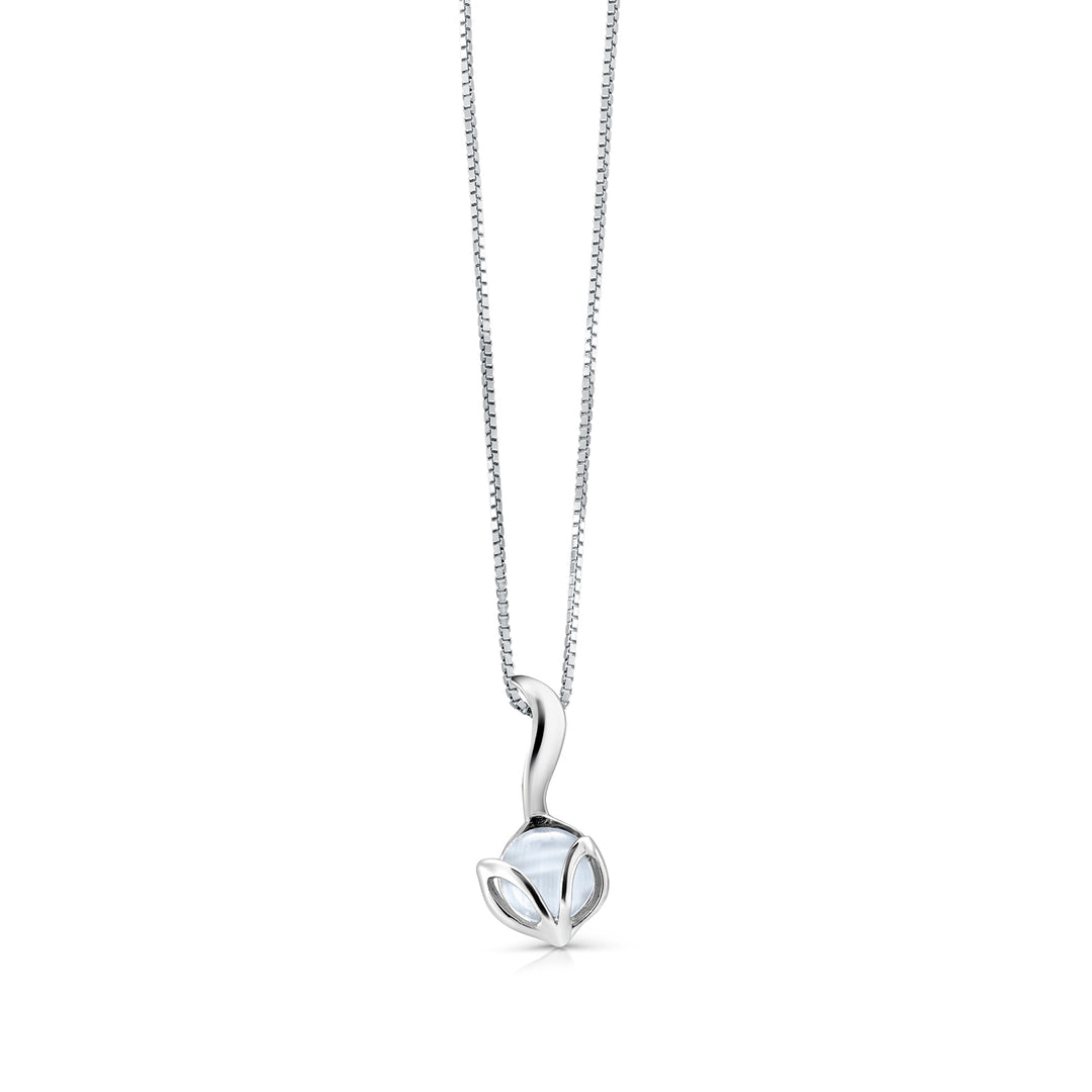 Solid 925 Sterling Silver Flower Bud Pendant, Cat's Eye Pendant, Cat's Eye Stone Pendant, Silver Pendant, Flower Bud Pendant For Gift