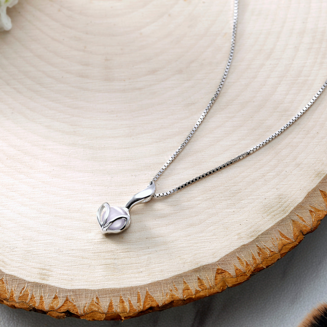 Solid 925 Sterling Silver Flower Bud Pendant, Cat's Eye Pendant, Cat's Eye Stone Pendant, Silver Pendant, Flower Bud Pendant For Gift