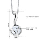 Load image into Gallery viewer, Solid 925 Sterling Silver Flower Bud Pendant, Cat&#39;s Eye Pendant, Cat&#39;s Eye Stone Pendant, Silver Pendant, Flower Bud Pendant For Gift
