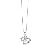 925 Sterling Silver Double Heart Cz Pendant, Double Heart Pendant, Silver Jewelry, Heart Pendant, CZ Pendant With Chain, Love Heart Pendant