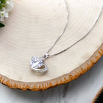 Load image into Gallery viewer, 925 Sterling Silver Double Heart Cz Pendant, Double Heart Pendant, Silver Jewelry, Heart Pendant, CZ Pendant With Chain, Love Heart Pendant
