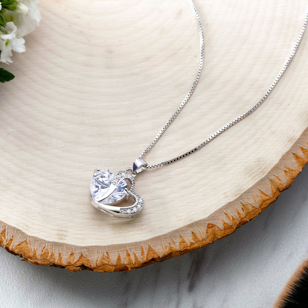 925 Sterling Silver Double Heart Cz Pendant, Double Heart Pendant, Silver Jewelry, Heart Pendant, CZ Pendant With Chain, Love Heart Pendant