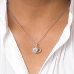 Load image into Gallery viewer, 925 Sterling Silver Double Heart Cz Pendant, Double Heart Pendant, Silver Jewelry, Heart Pendant, CZ Pendant With Chain, Love Heart Pendant
