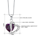 Load image into Gallery viewer, 925 Sterling Silver Amethyst Double Heart Cz Pendant, Amethyst Heart Pendant, CZ Heart Pendant, Silver Jewelry, Double Heart CZ Pendant, February Birthstone Jewelry, Heart Pendant
