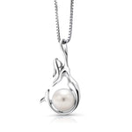 Load image into Gallery viewer, 925 Sterling Silver Mermaid Pearl Pendant with 18&#39;&#39; Box Chain, Freshwater Cultured Pearl Mermaid Pendant, Mermaid Pendant, Pearl Pendant
