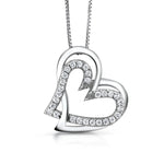 Load image into Gallery viewer, 925 Sterling Silver Double Open Heart CZ Pendant Necklace-18&#39;&#39; Chain, Interlocking Open Heart Pendant, Heart CZ Pendant, Interlocking Pendant, Cz Pendant
