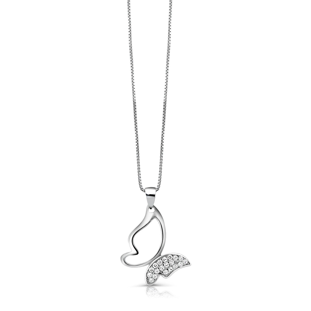 925 Sterling Silver Butterfly Pave CZ Pendant with 18' Chain, Silver Pave Pendant, Silver Butterfly Jewelry, Butterfly Pendant, Pave Pendant, Insect jewelry