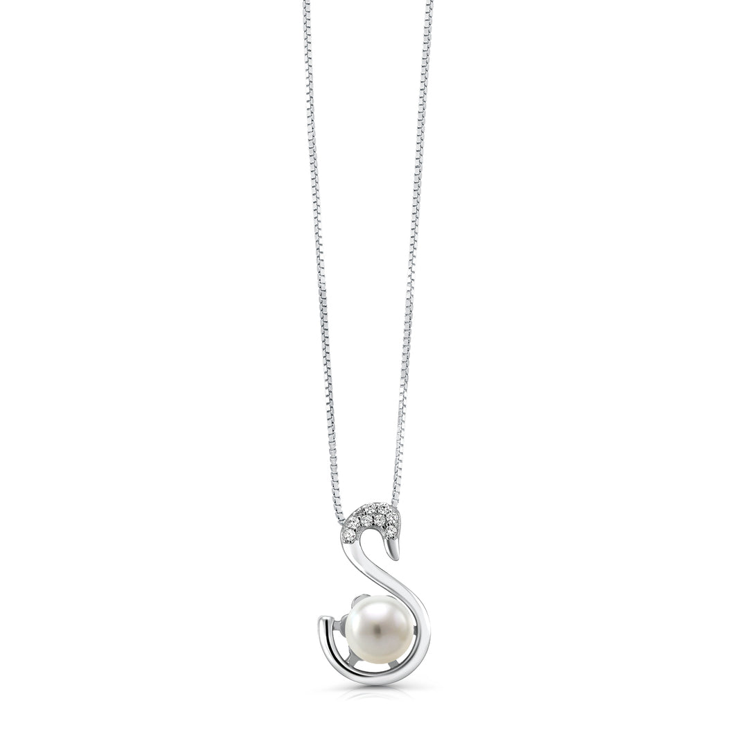 925 Sterling Silver Pearl Swan Pendant, Swan Pendant, Pearl Pendant, Pearl Swan Pendant, Mother Goose Pendant, Silver Goose Pendant, Bird Jewelry