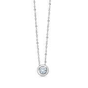 925 Sterling Silver Bezel Set Cubic Zirconia Solitaire Necklace- 16'+2' Chain, Bezel set Solitaire Necklace, Silver Bezel Necklace, Bezel Set necklace for Gift