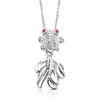Load image into Gallery viewer, 925 Sterling Silver Fish Pendant, Aqua Jewelry, Fish Pendant, Hypoallergenic Pendant, Silver Fish Pendant, CZ Pendant
