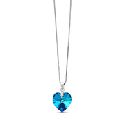 925 Sterling Silver Blue Crystal Heart Pendant, Blue Heart Pendant, Blue Crystal Pendant, Hypoallergenic Crystal Pendant