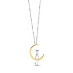 Load image into Gallery viewer, 925 Sterling Silver Cat On The Moon Pendant, Silver Cat Pendant, Cute Cat Pendant, Cat Moon Pendant, Gift For Cat Lovers, Hypoallergenic Pendant, Silver jewelry, Animal Jewelry
