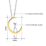Load image into Gallery viewer, 925 Sterling Silver Cat On The Moon Pendant, Silver Cat Pendant, Cute Cat Pendant, Cat Moon Pendant, Gift For Cat Lovers, Hypoallergenic Pendant, Silver jewelry, Animal Jewelry
