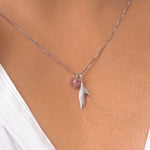 Load image into Gallery viewer, 925 Sterling Silver Fish Tail Rose Simulated Quartz Ball Pendant, Silver Fish Tail Simulated Red Quartz Crystal Ball Necklace, Fish Tail Pendant, Hypoallergenic Pendant
