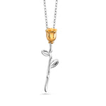 Load image into Gallery viewer, 925 Sterling Silver Rose With Stem Pendant, Silver Rose Pendant, Rose Necklace, Rose Jewelry, Gold Rose Necklace, Rose Pendant, Hypoallergenic Pendant
