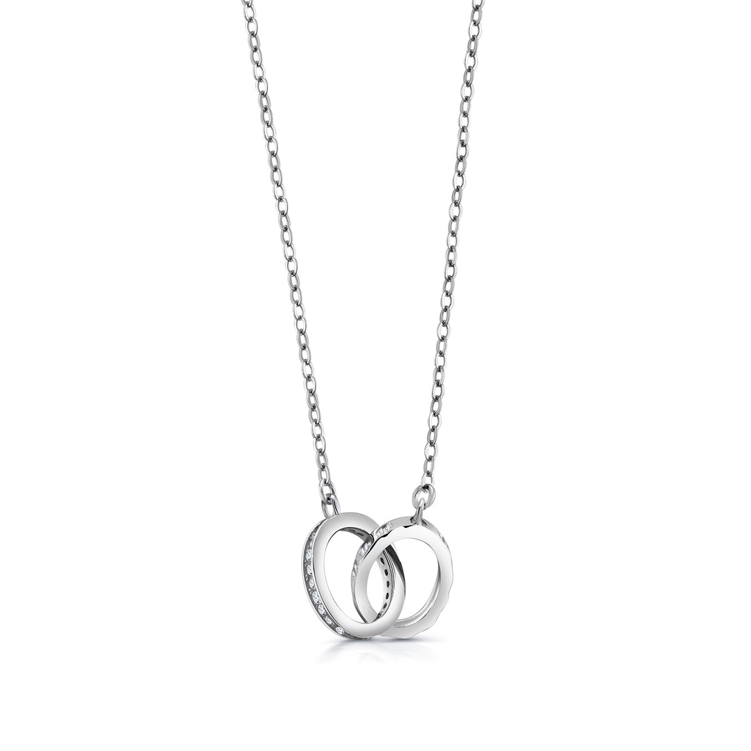 925 Sterling Silver Interlocking Necklace, Dainty Necklace, Interlocking CZ Necklace, Karma Necklace, Hypoallergenic Necklace, Silver Jewelry