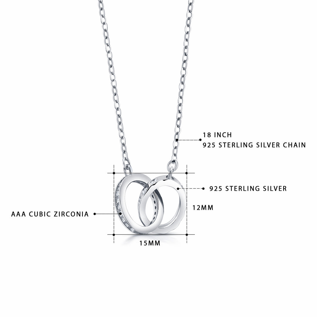 925 Sterling Silver Interlocking Necklace, Dainty Necklace, Interlocking CZ Necklace, Karma Necklace, Hypoallergenic Necklace, Silver Jewelry