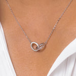 Load image into Gallery viewer, 925 Sterling Silver Interlocking Necklace, Dainty Necklace, Interlocking CZ Necklace, Karma Necklace, Hypoallergenic Necklace, Silver Jewelry
