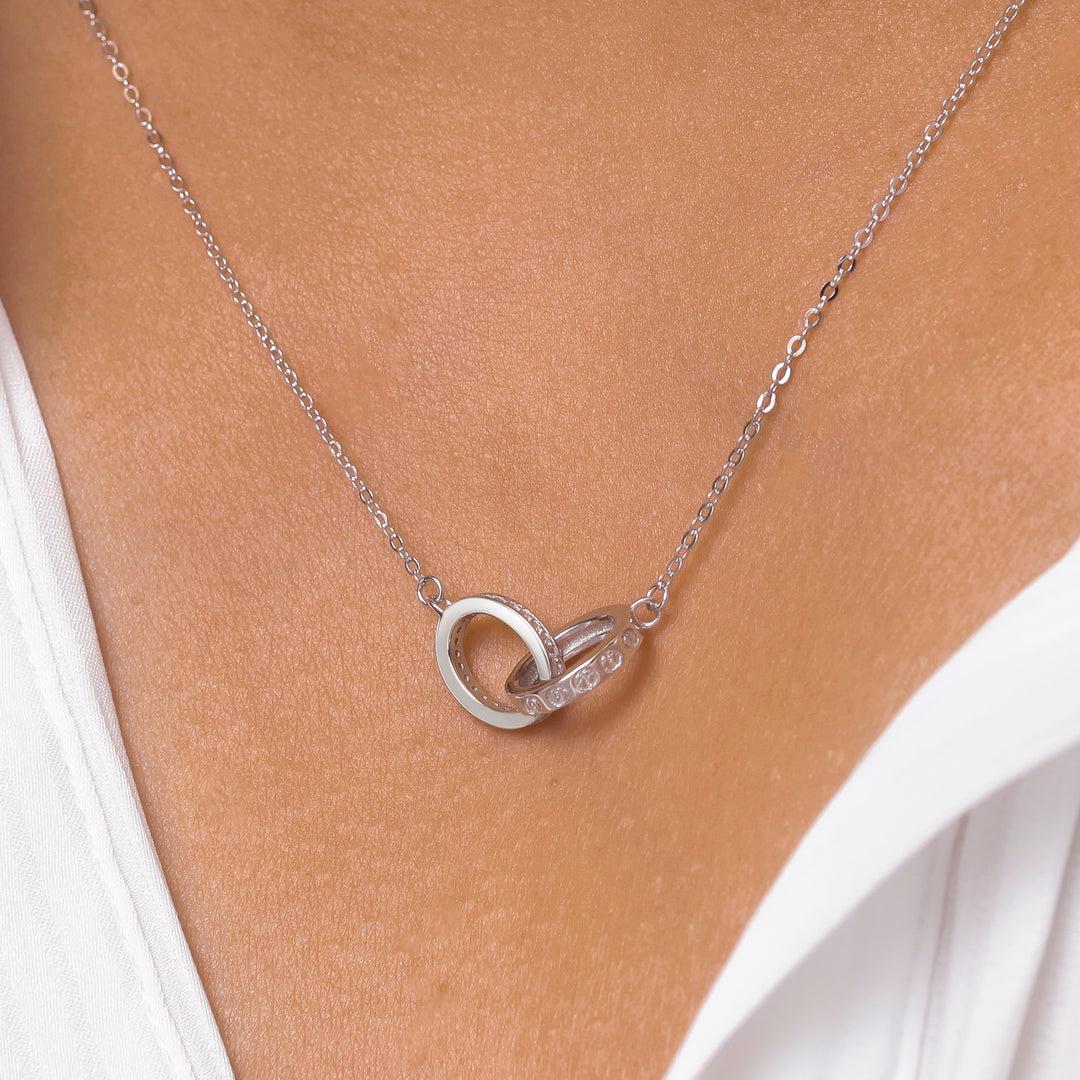 925 Sterling Silver Interlocking Necklace, Dainty Necklace, Interlocking CZ Necklace, Karma Necklace, Hypoallergenic Necklace, Silver Jewelry