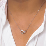 Load image into Gallery viewer, 925 Sterling Silver Interlocking Necklace, Dainty Necklace, Interlocking CZ Necklace, Karma Necklace, Hypoallergenic Necklace, Silver Jewelry
