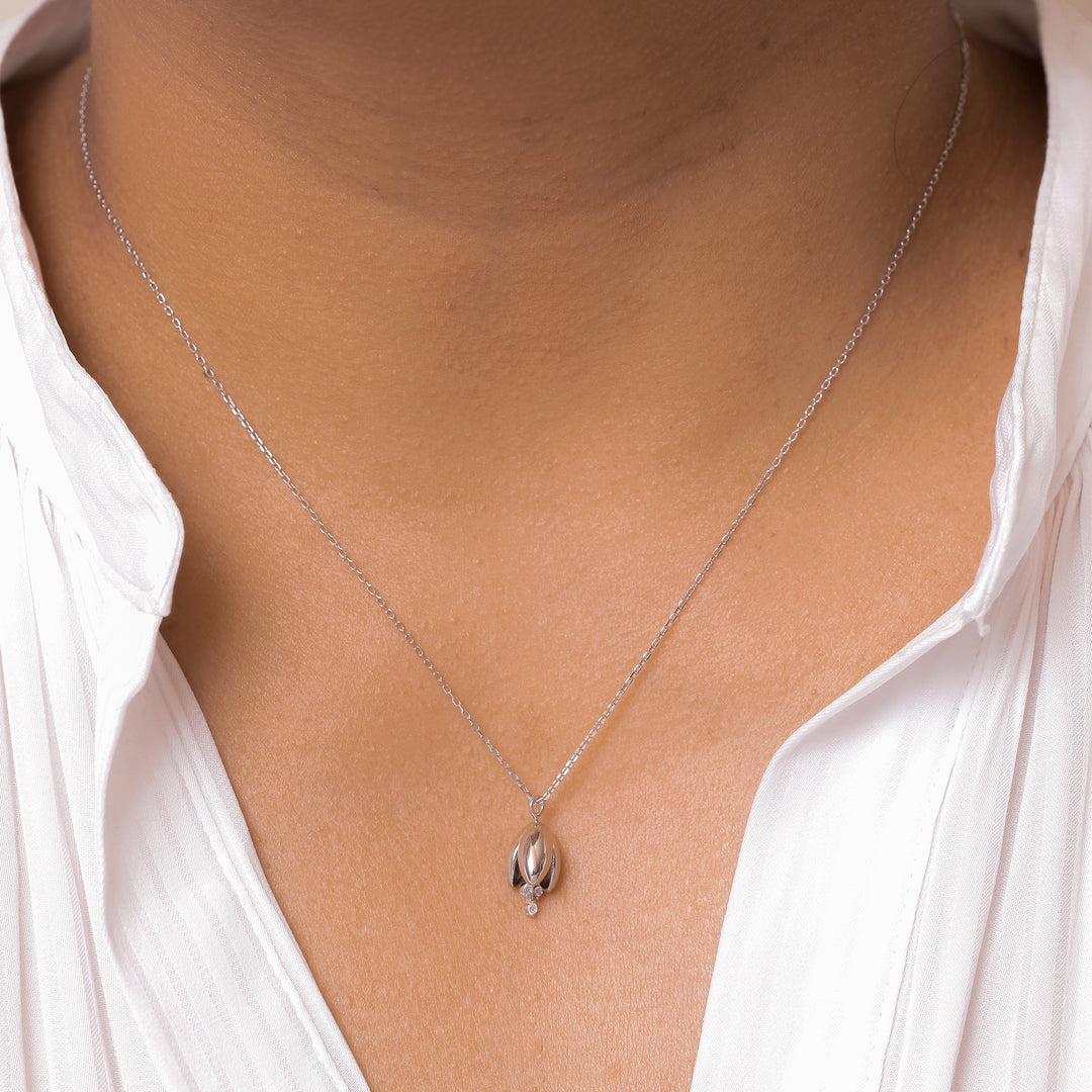 925 Sterling Silver Tulip Necklace-16'+1' Chain, Tulip flower Necklace, Cz Necklace, Tulip Flower Charm Necklace, Hypoallergenic Necklace