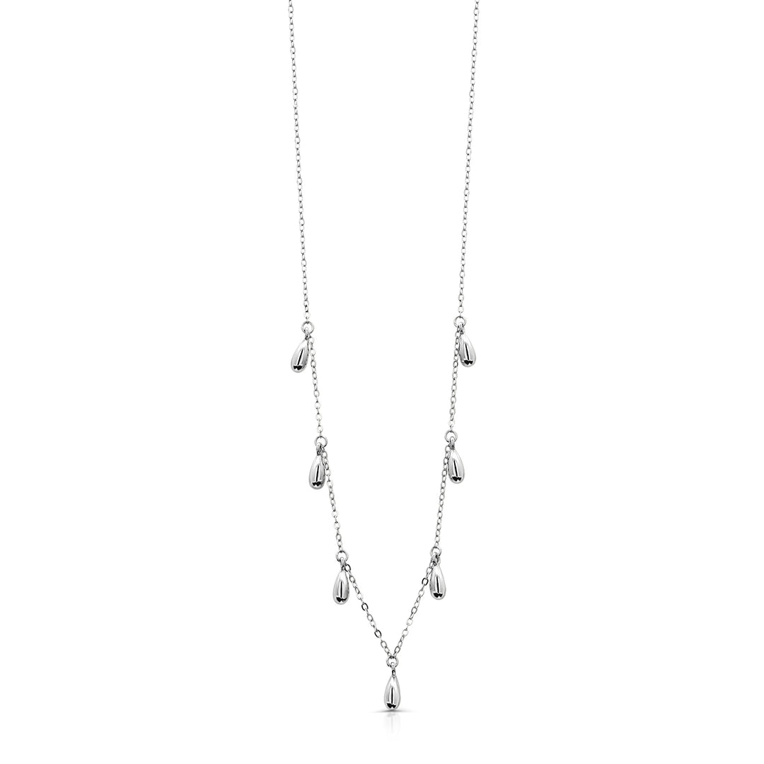 925 Sterling Silver Tear Drop Station Necklace-13”+2'' Chain, Elegant Necklace, Statement Necklace, Silver Necklace, Hypoallergenic Necklace