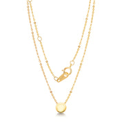 14K Yellow Gold Necklace- 16''+2'' Chain, Round Disc Gold Necklace, Disc Necklace, Round Disc necklace for Gift, Cable Chain  Necklace