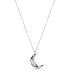 Load image into Gallery viewer, 925 Solid Sterling Silver Moon Pendant, Moon Necklace, Crescent Necklace, Everyday Silver Necklace, Cable Chain Necklace.
