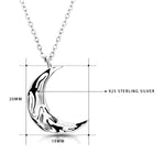 Load image into Gallery viewer, 925 Solid Sterling Silver Moon Pendant, Moon Necklace, Crescent Necklace, Everyday Silver Necklace, Cable Chain Necklace.

