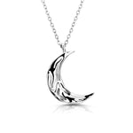 Load image into Gallery viewer, 925 Solid Sterling Silver Moon Pendant, Moon Necklace, Crescent Necklace, Everyday Silver Necklace, Cable Chain Necklace.
