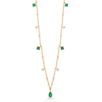 Load image into Gallery viewer, 925 Sterling Silver Yards Necklace-16&quot;+2&quot; Chain, 14k Gold Plated Cz Necklace, Multi Color Cz Yards Necklace, Created Emerald Yard Necklace, Layering Necklace
