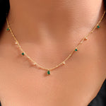 Load image into Gallery viewer, 925 Sterling Silver Yards Necklace-16&quot;+2&quot; Chain, 14k Gold Plated Cz Necklace, Multi Color Cz Yards Necklace, Created Emerald Yard Necklace, Layering Necklace
