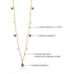 Load image into Gallery viewer, 925 Sterling Silver Yards Necklace-16&quot;+2&quot; Chain, 14k Gold Plated Cz Necklace, Multi Color Cz Yards Necklace, Created Emerald Yard Necklace, Layering Necklace

