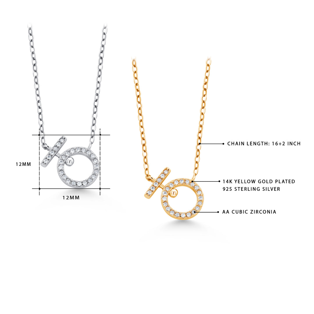 925 Solid Sterling Silver Venus Cz Necklace, 14K Gold Plated Female Symbol Necklace, Feminist Cz Necklace, Empowerment Jewelry, Silver Cz Necklace