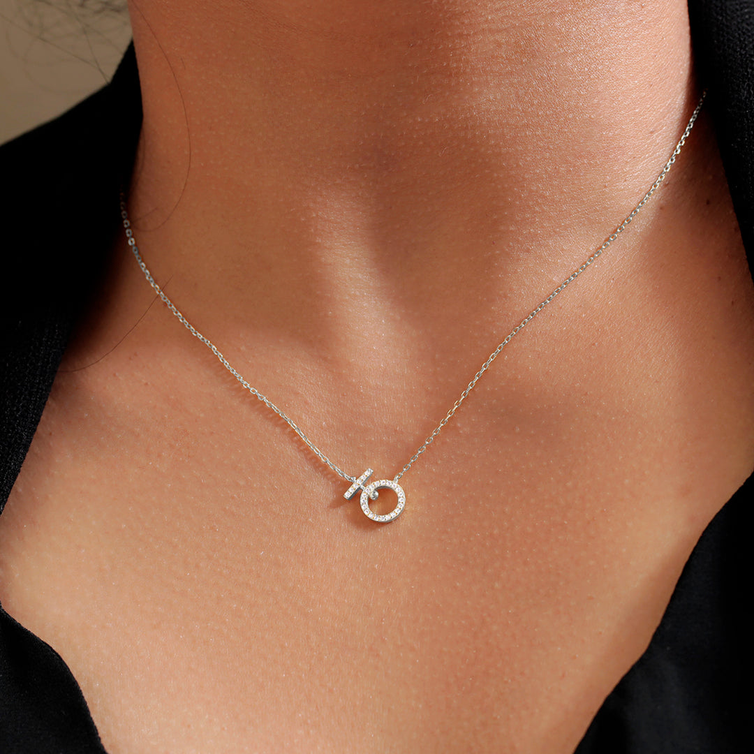 925 Solid Sterling Silver Venus Cz Necklace, 14K Gold Plated Female Symbol Necklace, Feminist Cz Necklace, Empowerment Jewelry, Silver Cz Necklace